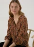 Brown Animal Print Viscose Blouse - Size 8 Image 3