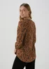 Brown Animal Print Viscose Blouse - Size 8 Image 2