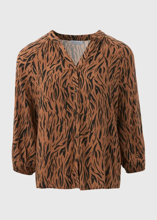 Brown Animal Print Viscose Blouse - Size 8 Image 5