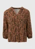 Brown Animal Print Viscose Blouse - Size 8 Image 5