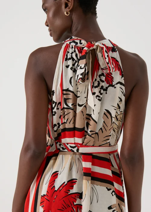 Papaya Petite Multicolour Scarf Print Halterneck Midi Dress - 6 Image 3