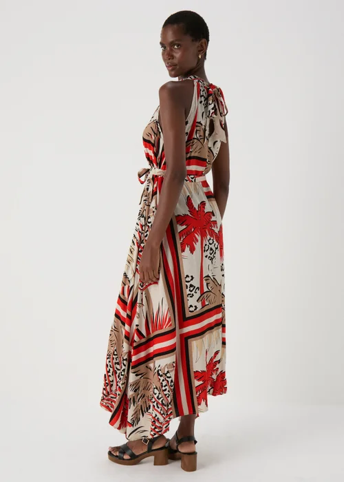 Papaya Petite Multicolour Scarf Print Halterneck Midi Dress - 6 Image 2