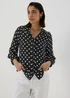Black Mono Spots Viscose Blouse - Size 8 Image 1
