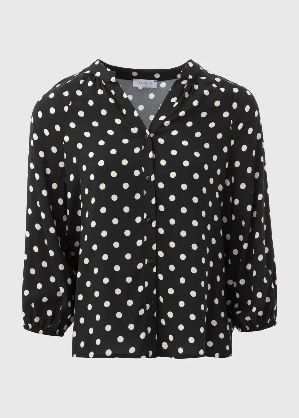 Black Mono Spots Viscose Blouse - Size 8 Image 5