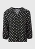 Black Mono Spots Viscose Blouse - Size 8 Image 5