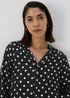 Black Mono Spots Viscose Blouse - Size 8 Image 3