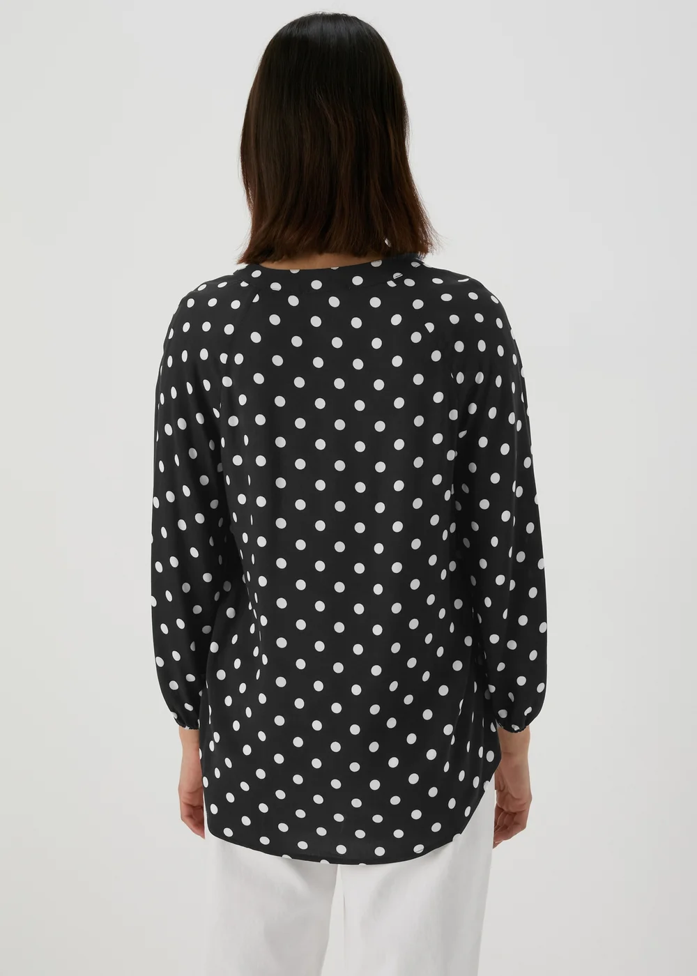 Black Mono Spots Viscose Blouse - Size 8 Image 2