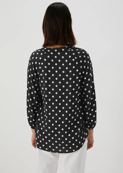 Black Mono Spots Viscose Blouse - Size 8 Image 2