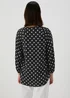Black Mono Spots Viscose Blouse - Size 8 Image 2
