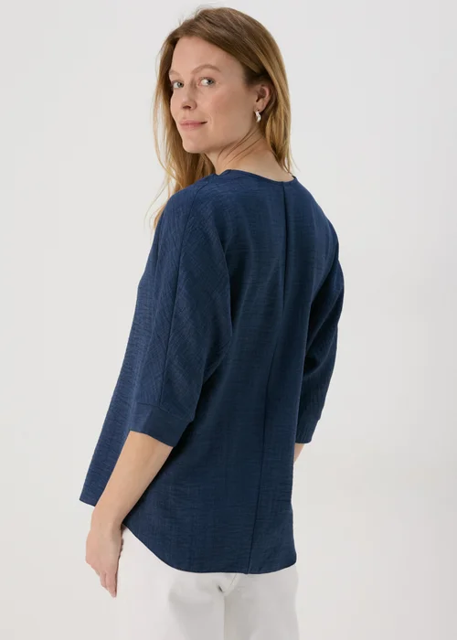 Navy Button Detail Blouse Top - 8 Image 2