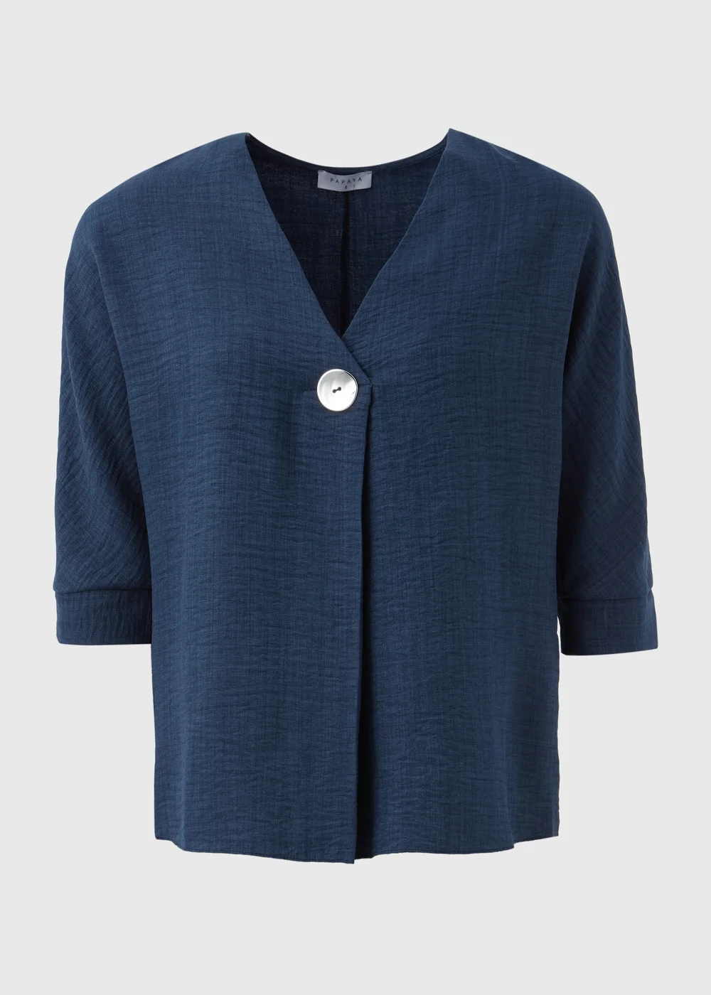 Navy Button Detail Blouse Top - 8 Image 5