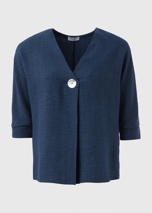 Navy Button Detail Blouse Top - 8 Image 5