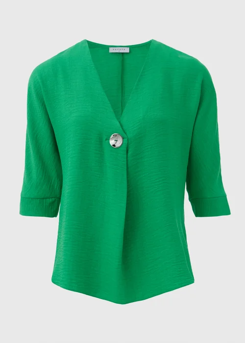 Green Button Detail Blouse - 8 Image 5