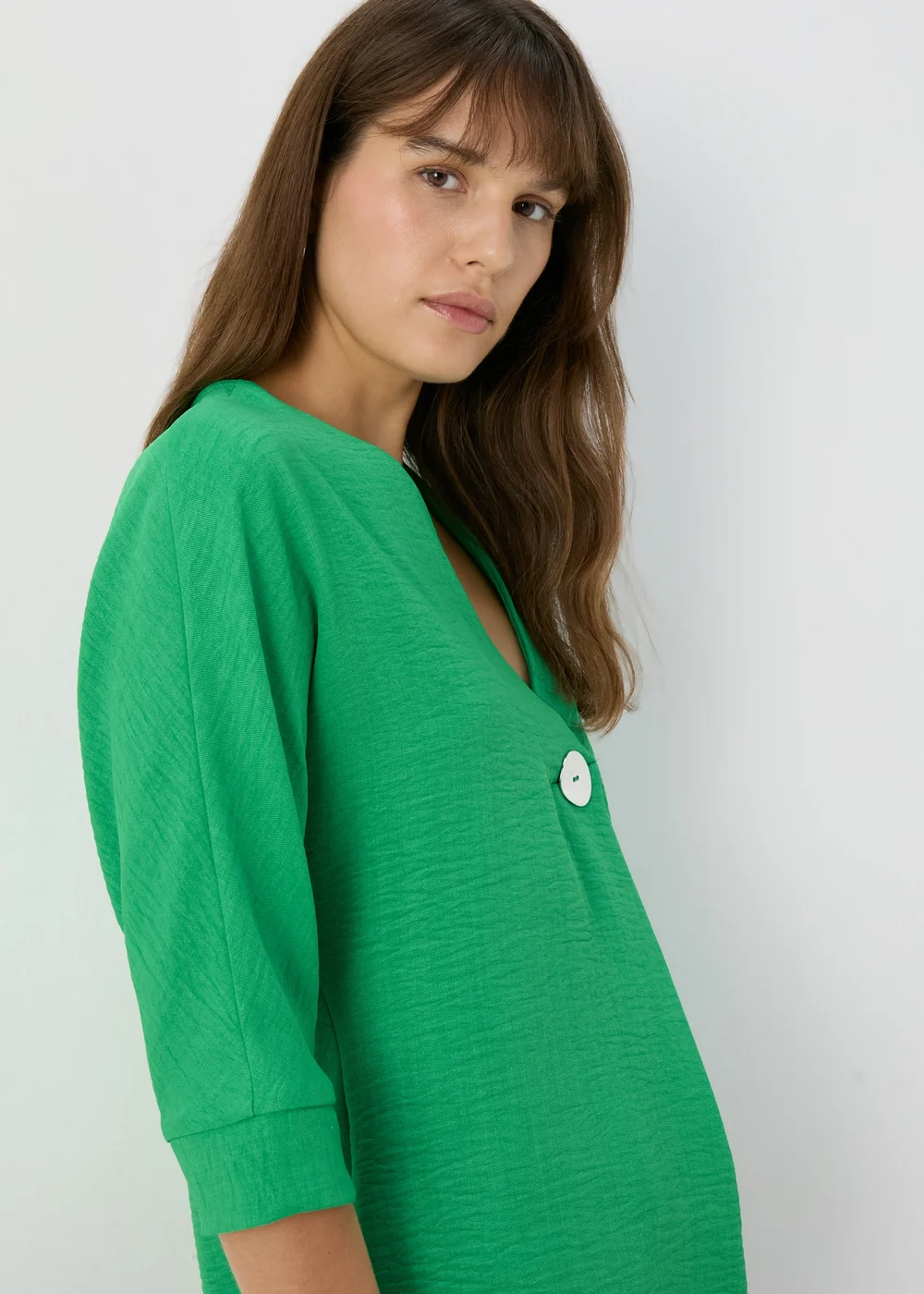 Green Button Detail Blouse - 8 Image 3