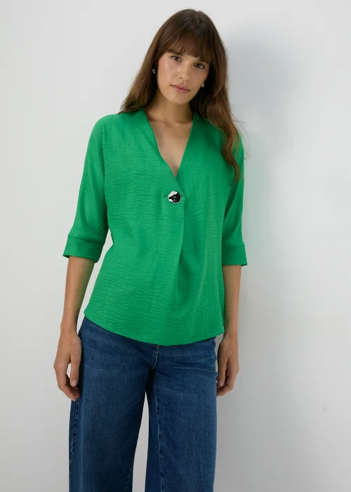 Green Button Detail Blouse - 8 Image 1