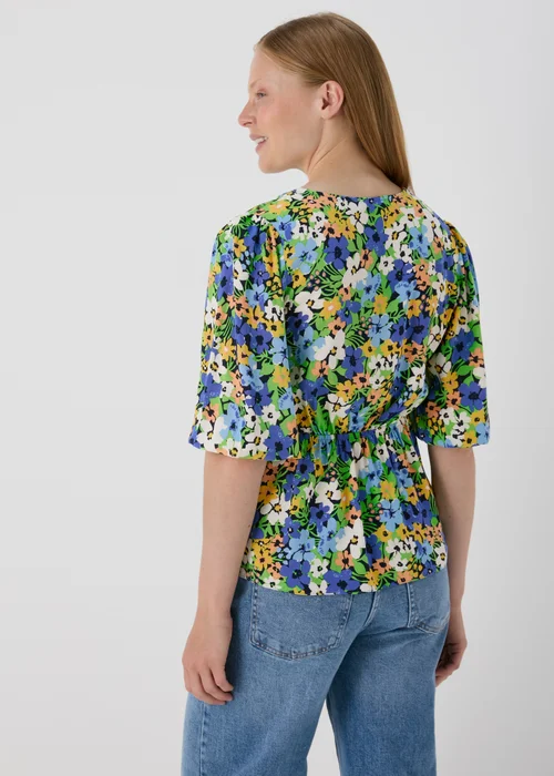 Multicolour Floral V Neck Empire Seam Top - 8 Image 2