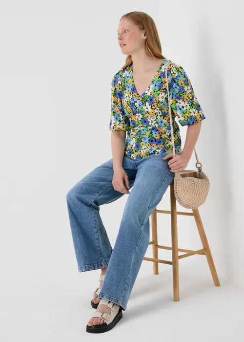 Multicolour Floral V Neck Empire Seam Top - 8 Image 4