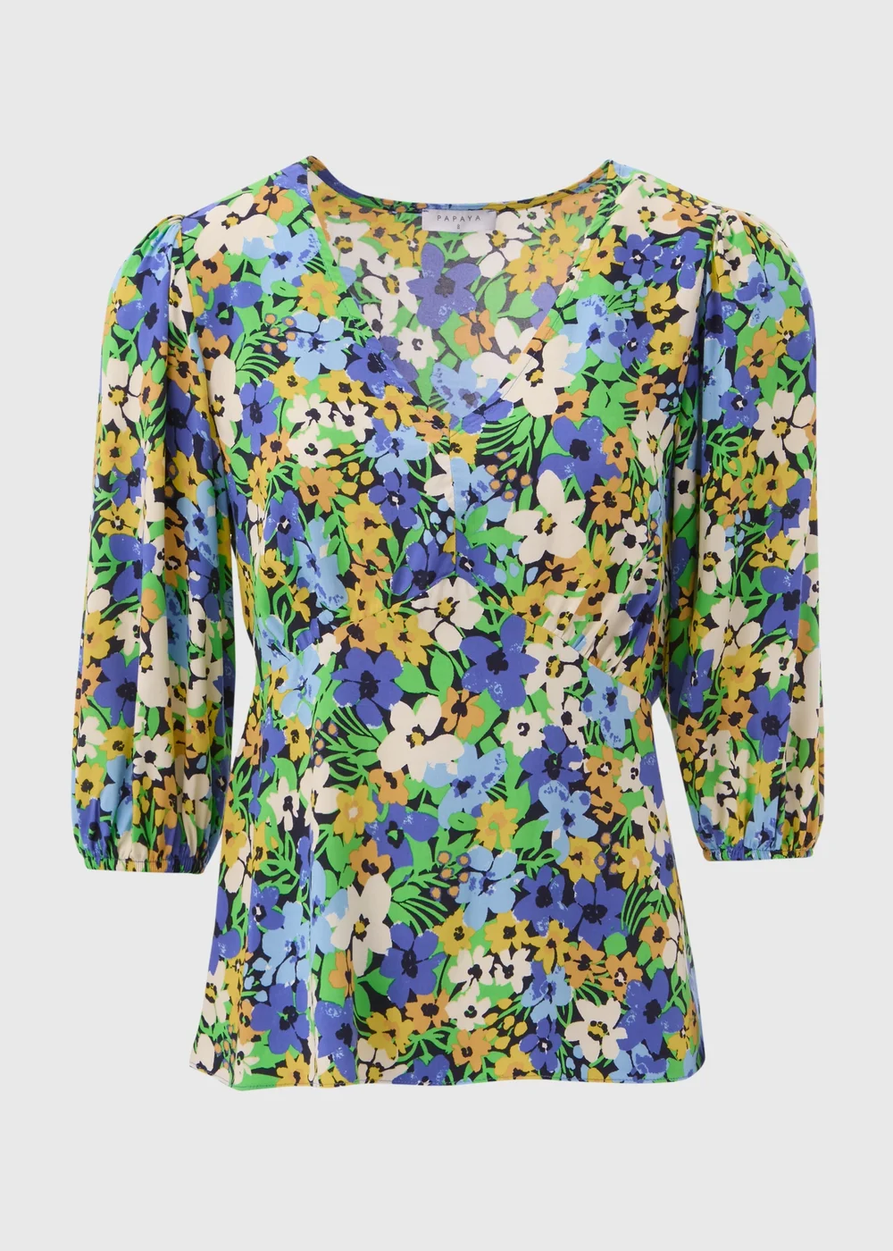 Multicolour Floral V Neck Empire Seam Top - 8 Image 5