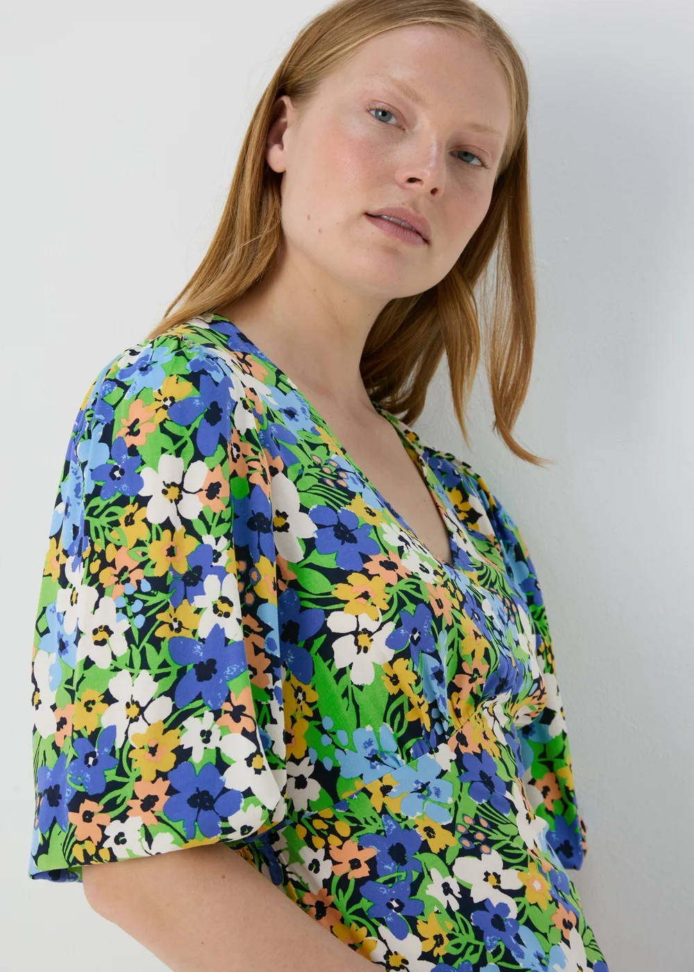 Multicolour Floral V Neck Empire Seam Top - 8 Image 3