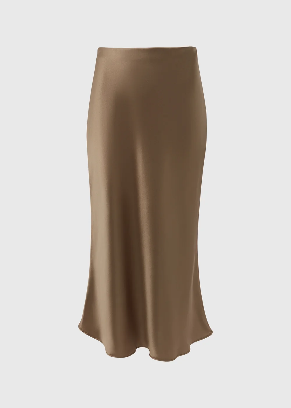 Khaki Satin Midi Slip Skirt - 8 Image 5