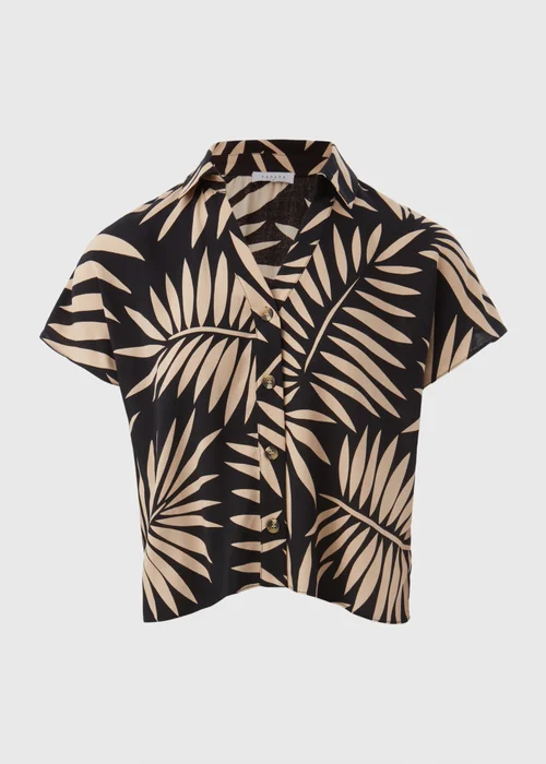 Black Leaf Print Co Ord Shirt - Size 8 Image 5