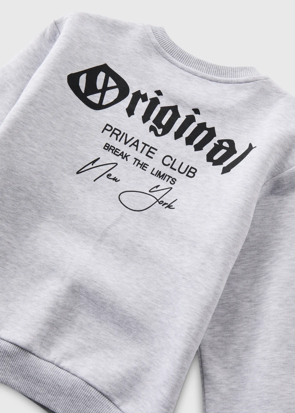 Boys Grey Marl Back Print Co Ord Sweatshirt (7-13yrs) - 7 Yrs Image 2