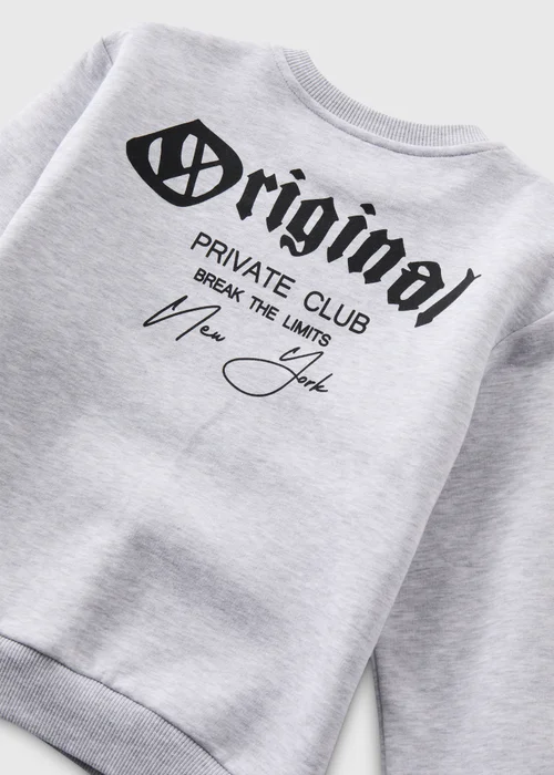 Boys Grey Marl Back Print Co Ord Sweatshirt (7-13yrs) - 7 Yrs Image 2