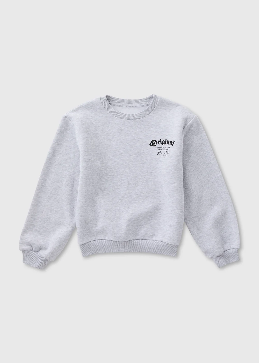 Boys Grey Marl Back Print Co Ord Sweatshirt (7-13yrs) - 7 Yrs Image 1