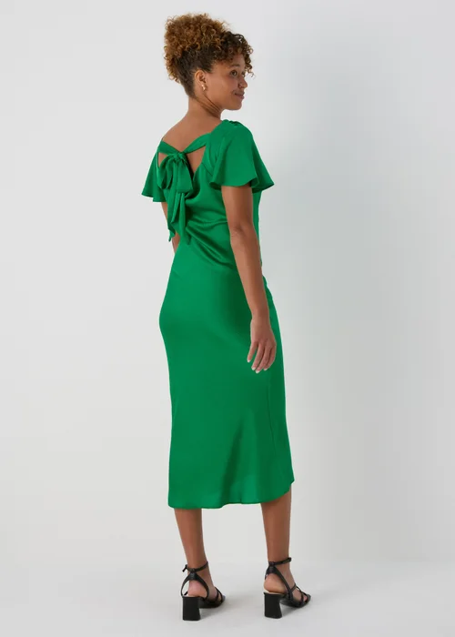 Green Tie Back Satin Dress - 8 Image 2