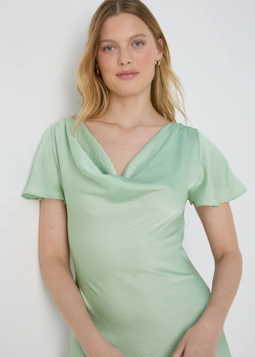 Sage Tie Back Satin Dress - 8 Image 3