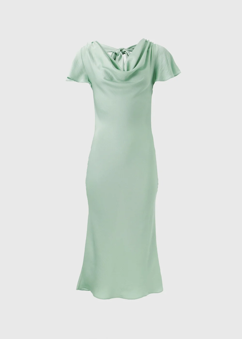 Sage Tie Back Satin Dress - 8 Image 5