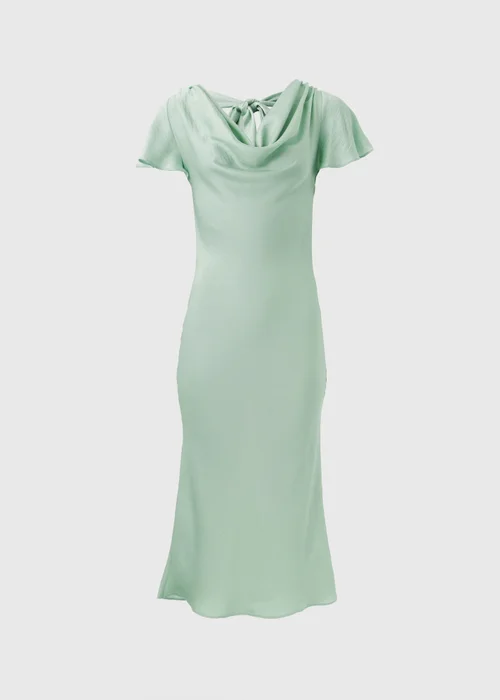 Sage Tie Back Satin Dress - 8 Image 5