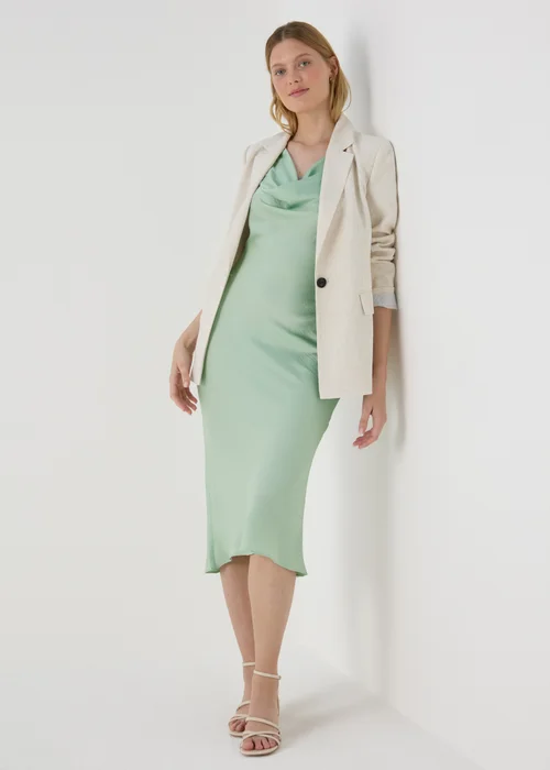 Sage Tie Back Satin Dress - 8 Image 1