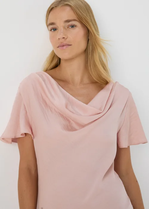 Blush Pink Tie Back Satin Dress - Size 8 Image 3