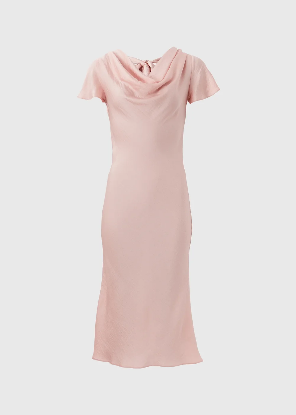 Blush Pink Tie Back Satin Dress - Size 8 Image 5