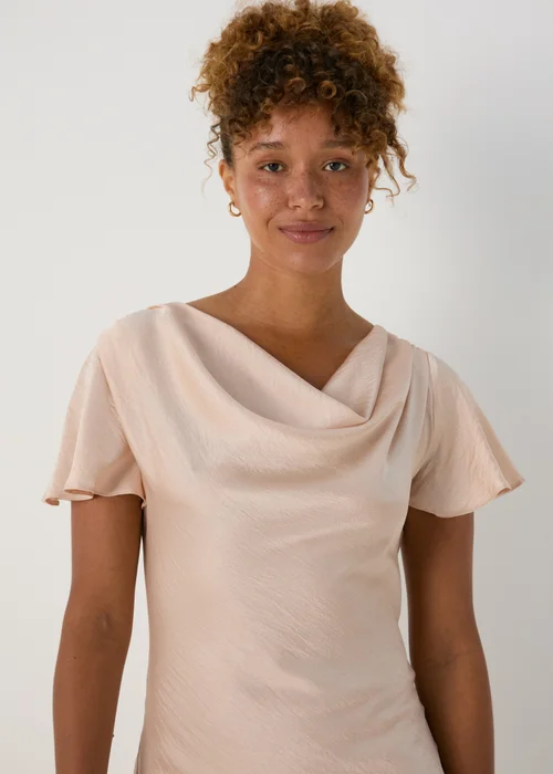 Champagne Tie Back Satin Dress - 8 Image 3