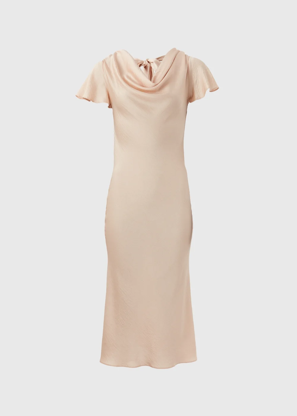 Champagne Tie Back Satin Dress - 8 Image 5