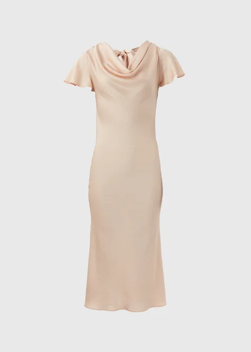 Champagne Tie Back Satin Dress - 8 Image 5