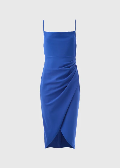 Blue Strappy Ruched Wrap Dress - 8 Image 5