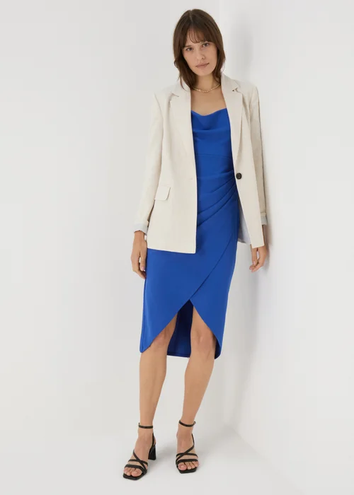 Blue Strappy Ruched Wrap Dress - 8 Image 4