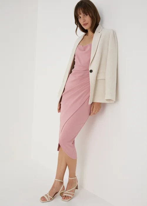Blush Pink Strappy Ruched Wrap Dress - 8 Image 4