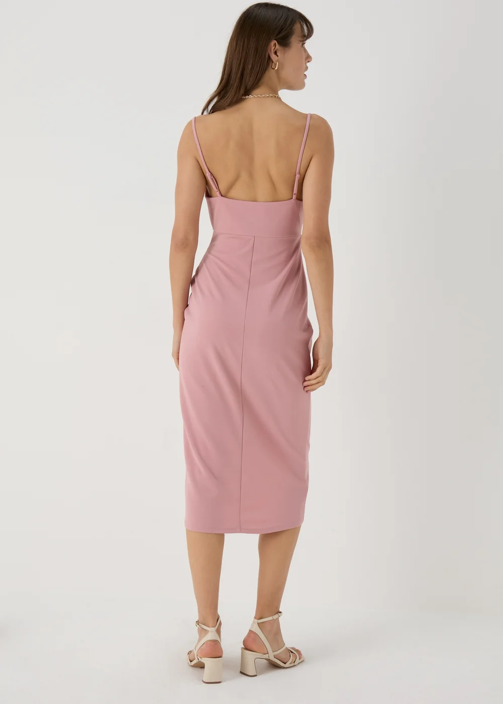 Blush Pink Strappy Ruched Wrap Dress - 8 Image 2