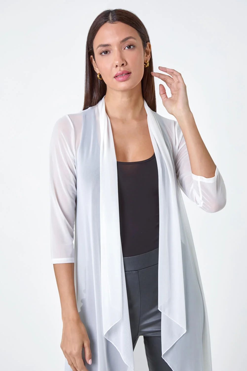 Roman Ivory Mesh Longline Kimono - 14 Image 4