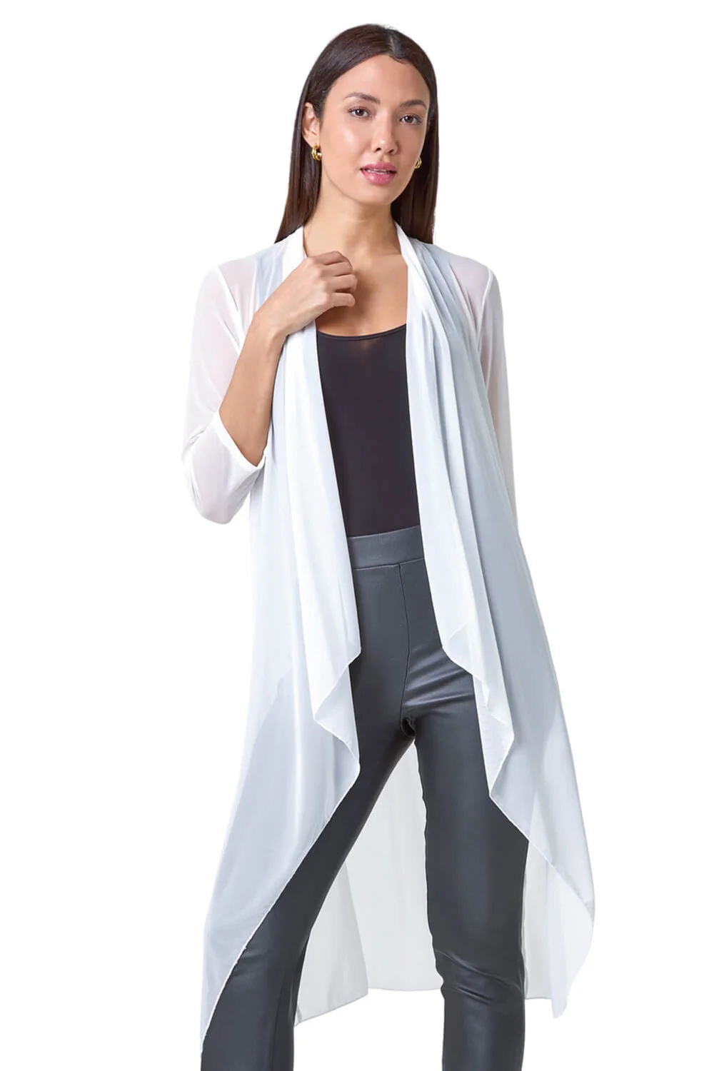 Roman Ivory Mesh Longline Kimono - 14 Image 1
