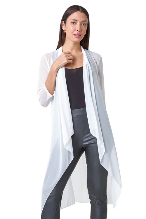 Roman Ivory Mesh Longline Kimono - 14 Image 1
