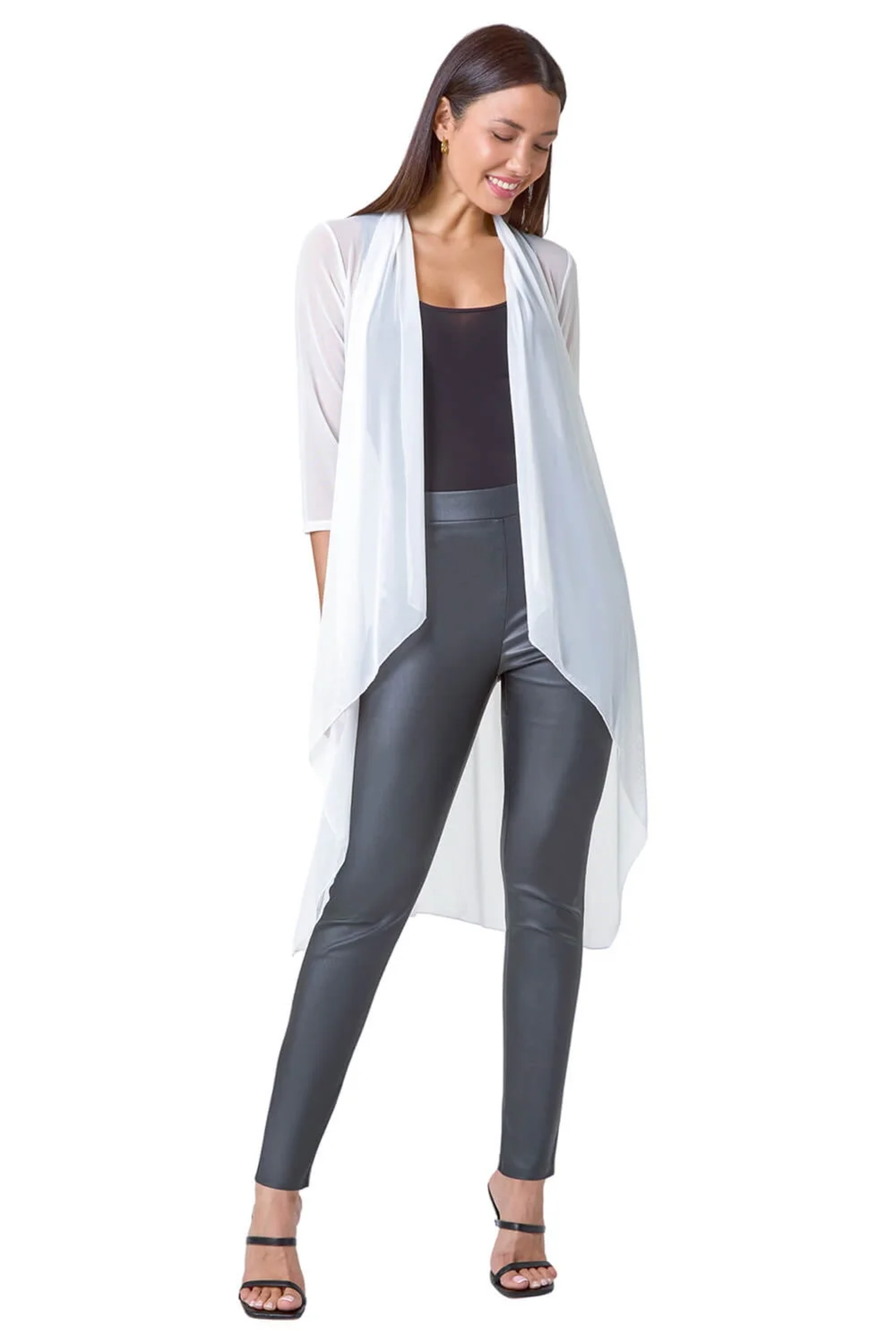 Roman Ivory Mesh Longline Kimono - 14 Image 2