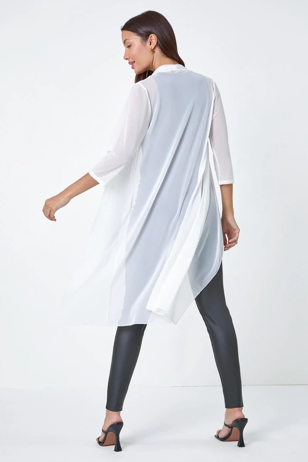 Roman Ivory Mesh Longline Kimono - 14 Image 3