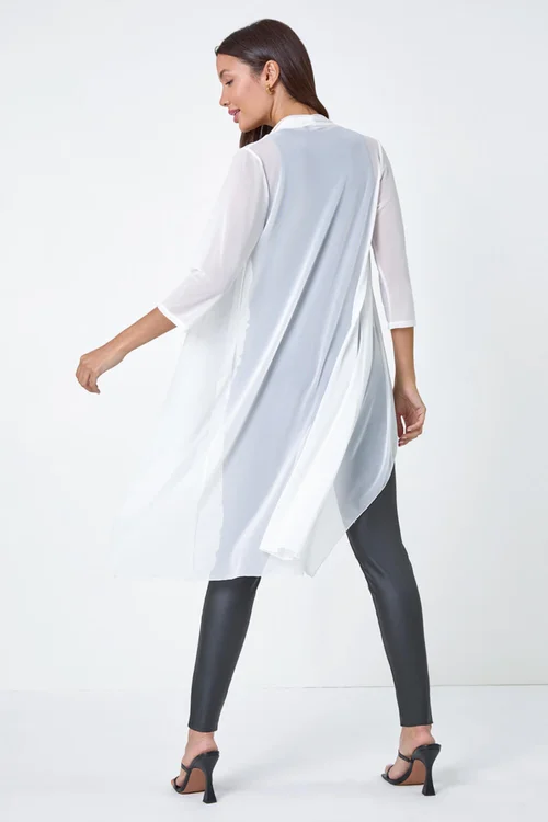 Roman Ivory Mesh Longline Kimono - 14 Image 3