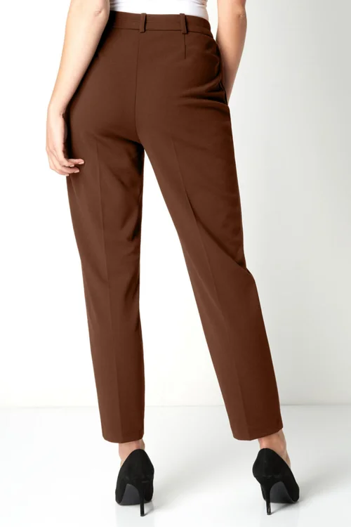 Roman Chocolate Long Straight Leg Stretch Trouser - 6 Image 1