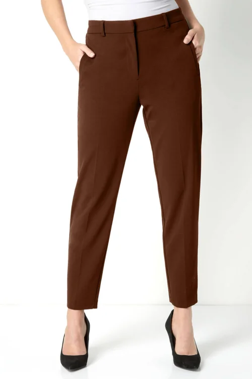 Roman Chocolate Long Straight Leg Stretch Trouser - 6 Image 2
